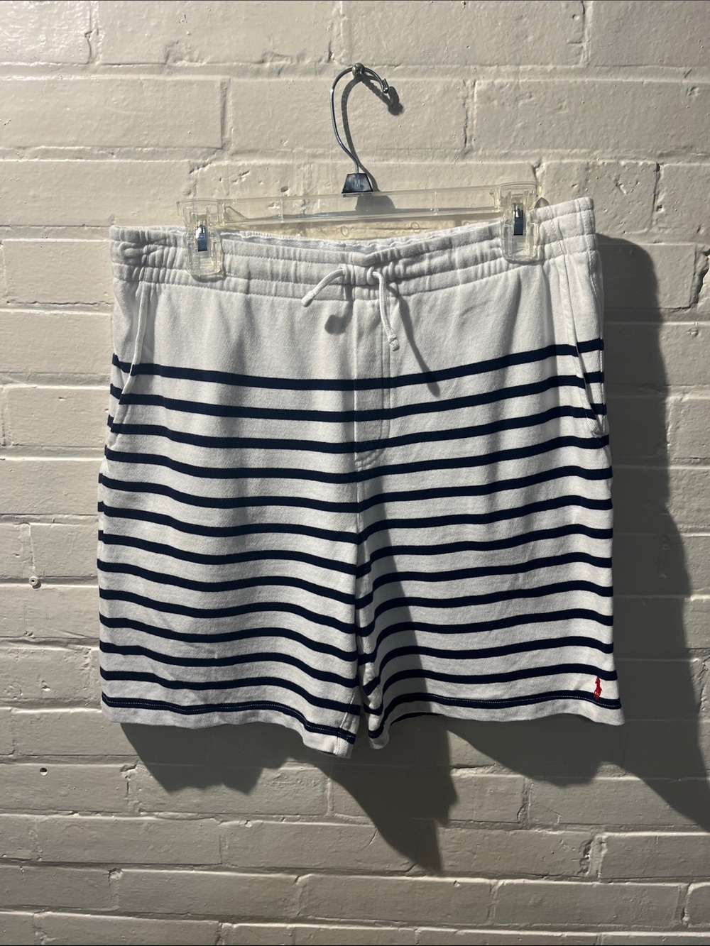 Polo by Ralph Lauren White & Navy Striped Knit Shorts